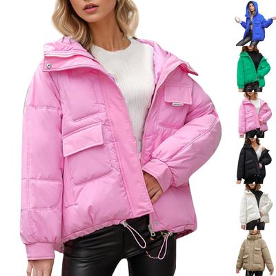 Veste d'hiver chaude en coton pour femme avec plusieurs poches et capuche en coton Aipper