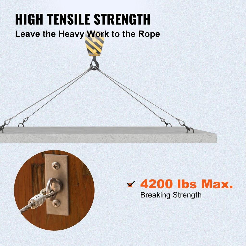 316 Stainless Steel Wire Rope 500ft Length, Steel Wire Cable 3/16 Inch, Steel Cable Railing Decking With 1x19 Strands Construction, 4700lbs Breaking