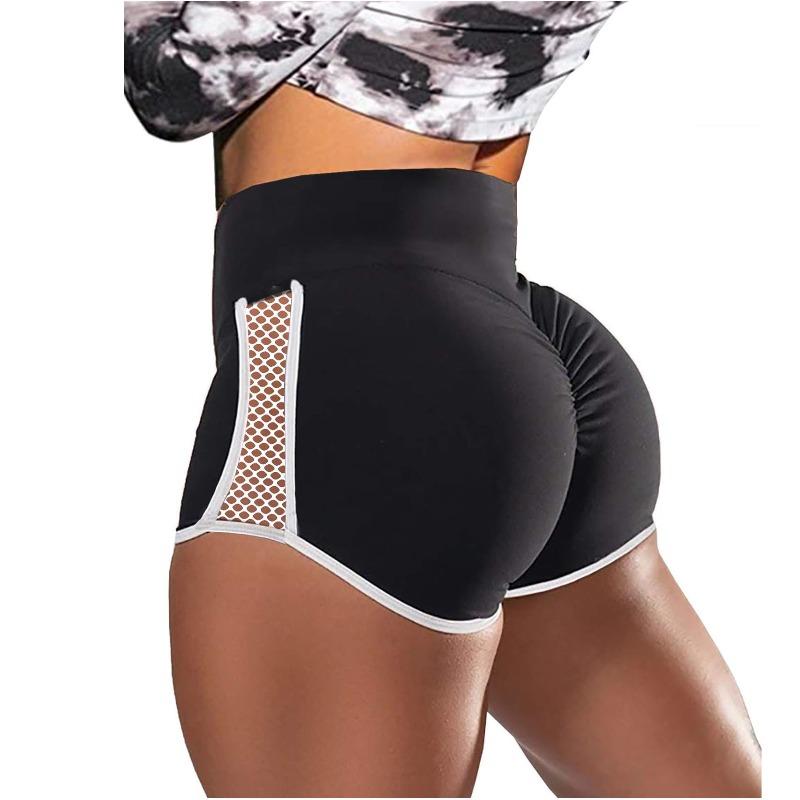 Wish New High Waist Belly and Hip Hollow Splicing Shorts
