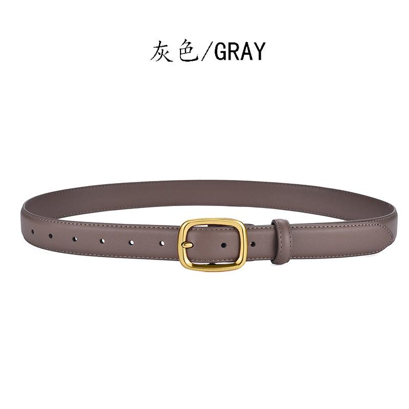 Women S Pin Buckle Cowhide Belt Casual Retro Leather Belt Premium Women S Japanese Buckle Jeans Belt серый