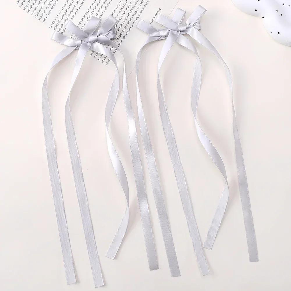 LOVEKIKI 2Pcs Long Tassel Hair Bow Hair Clips for Girl Lovely Ribbon Headwear Ins Party Ponytail Barrette Women Hair Accessories