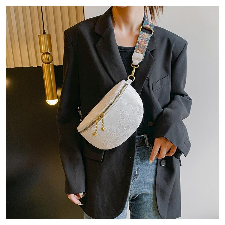 Дизайнерская простая поясная сумка женская нагрудная сумка кошелек для отдыха поясная сумка модная поясная сумка кожаные цветы женская на плечо кроссбоди белый 2390₽