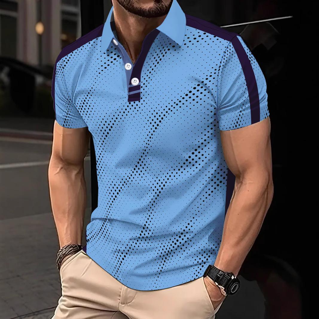 

Small Polka Dot Men s Short Sleeve POLO Shirt S небо синє кольору