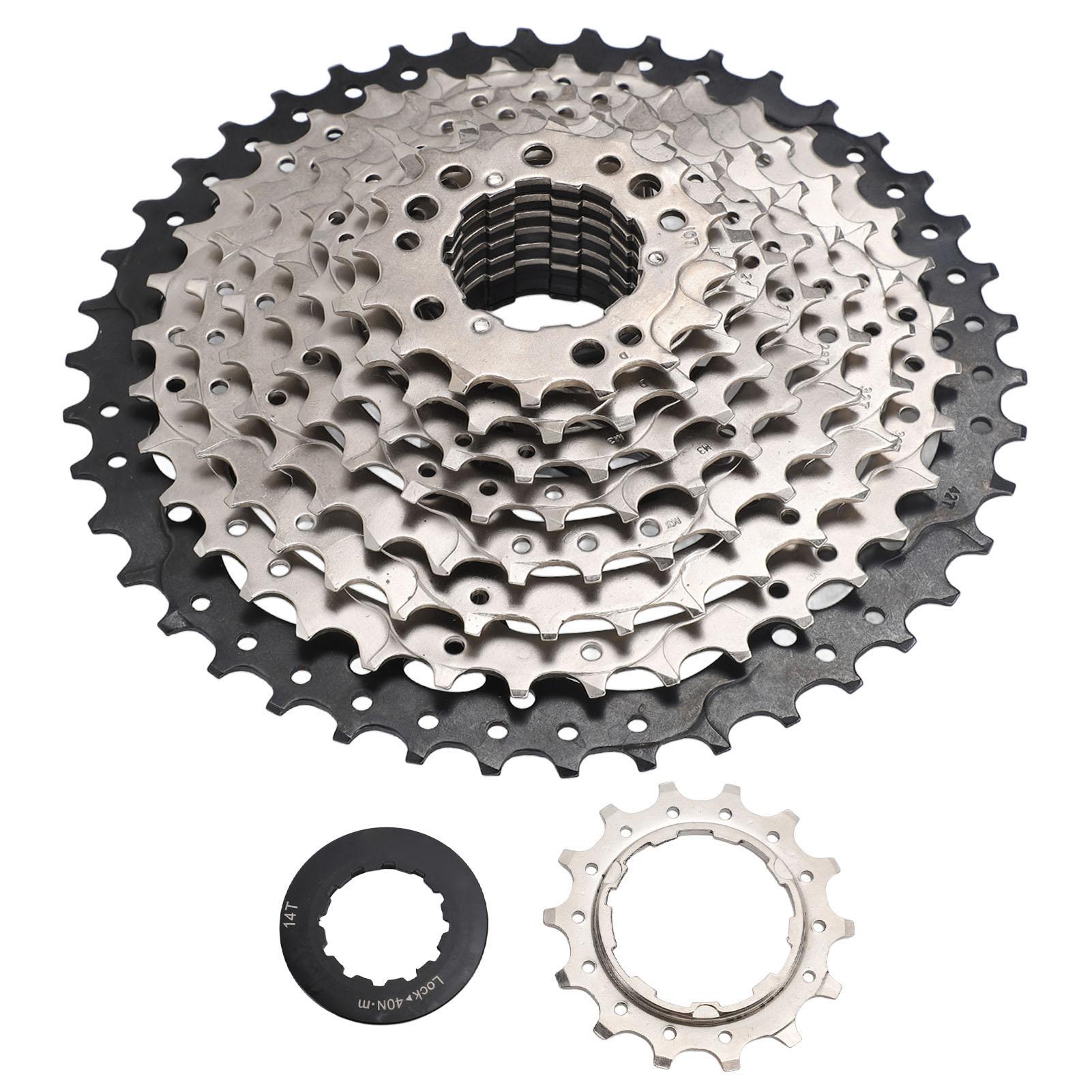 9 Speed 14?42T Freewheel 9 Speed Cassette Aluminum Alloy Bike Freewheel for Electric Bike Moped