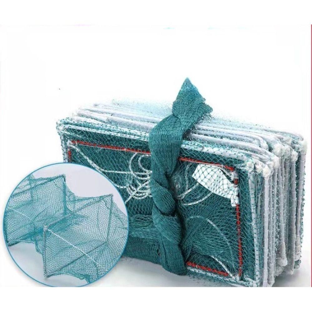 Durable Nylon Mesh Magic Fishing Trap Black Foldable Fishing Net 17 Section+10 Holes Easy Throw Crab Baits Trap Outdoor