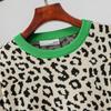 Leopard Print Women's Color Block Knit Sweater - Autumn/Winter Loose Pullover
