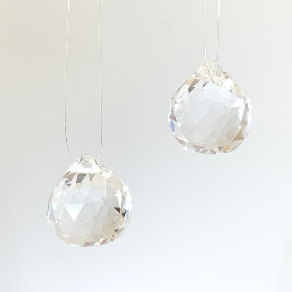 Loveril Clear Crystal Suncatcher Ball Prism (Set of 10) for Pendant Lighting, Chandeliers, and Curtain Pendants (30mm)