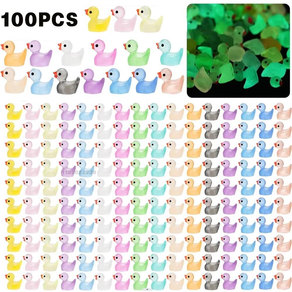100/50Pcs Resin Mini Duck Miniature Figurines Ornaments Decor Yellow Animal Garden Crafts Tiny Duck Landscape Plants Fairy