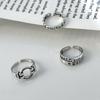 S925 Sterling Silver Lucky Initial Open Circle Ring - Retro Hip Hop Punk Style for Women