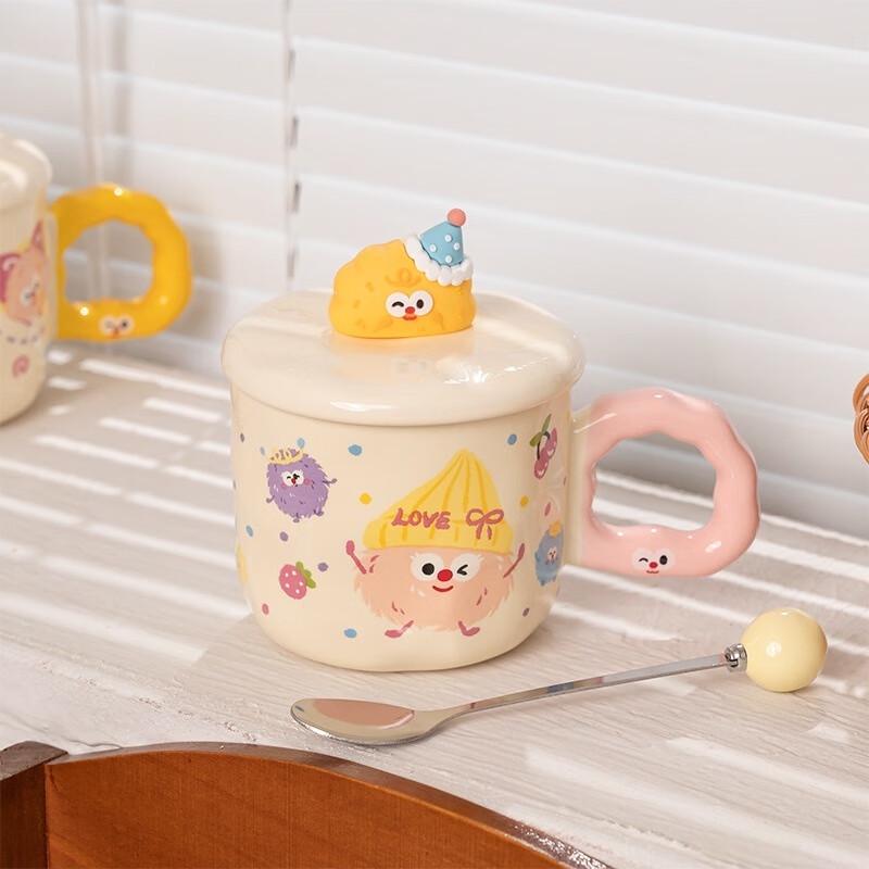 

Cartoon Ceramic Mug with Lid and Spoon