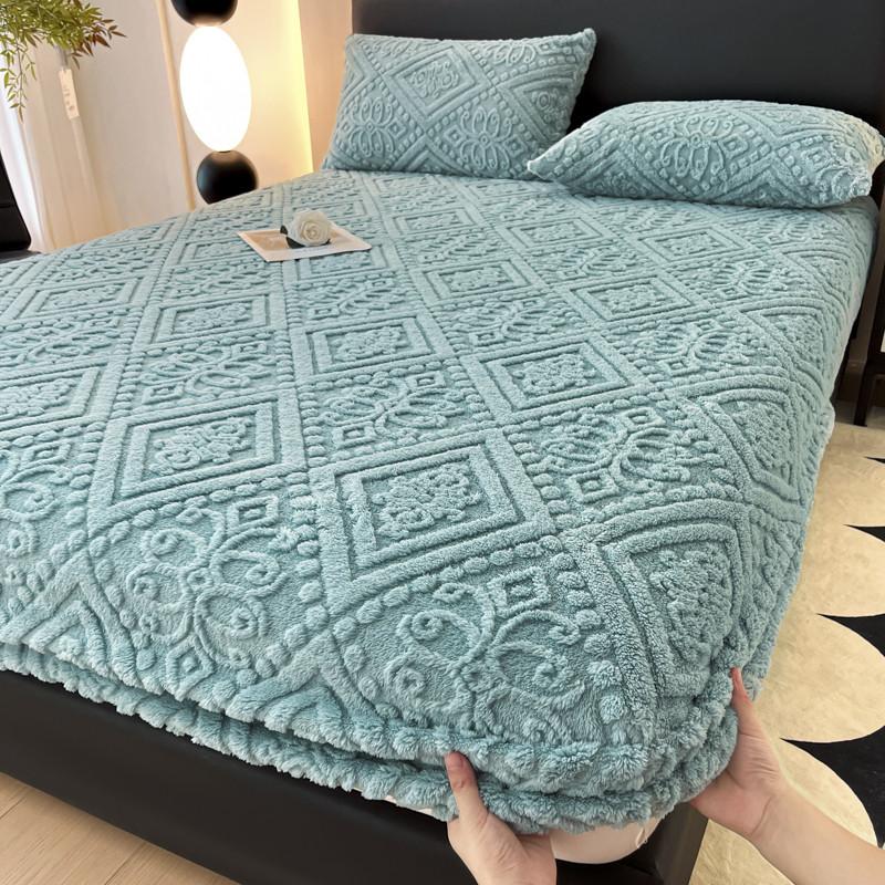 Plush Mattress Cover for Bed,stretch Soft Material Fitted Sheet, Keep Warm,dust Protector,machine Washable 90X200,180X200