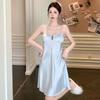 Ice Silk Pajamas Women's Summer Simple and Sexy Suspender Chest Pad Nightdress Thin 1011 New Pure Desire Style Loungewear