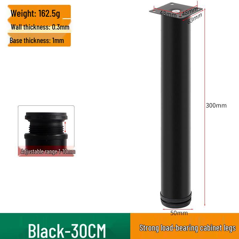 Patas de Mueble Ajustables de Acero Inoxidable Negras para Armarios, Sofás, Muebles de TV, Camas y Mesas de Café