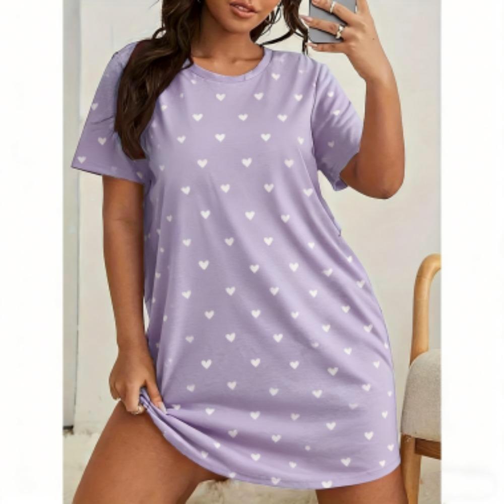 3D Print For Women Short Sleeve Sleepwear Dresses Loose Casual Fit Tee Nightwear Home Clothes Nightie Loungewear Dresses