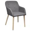 Dining Chairs Set of 4 Light Grey Fabric and Solid Oak Wood