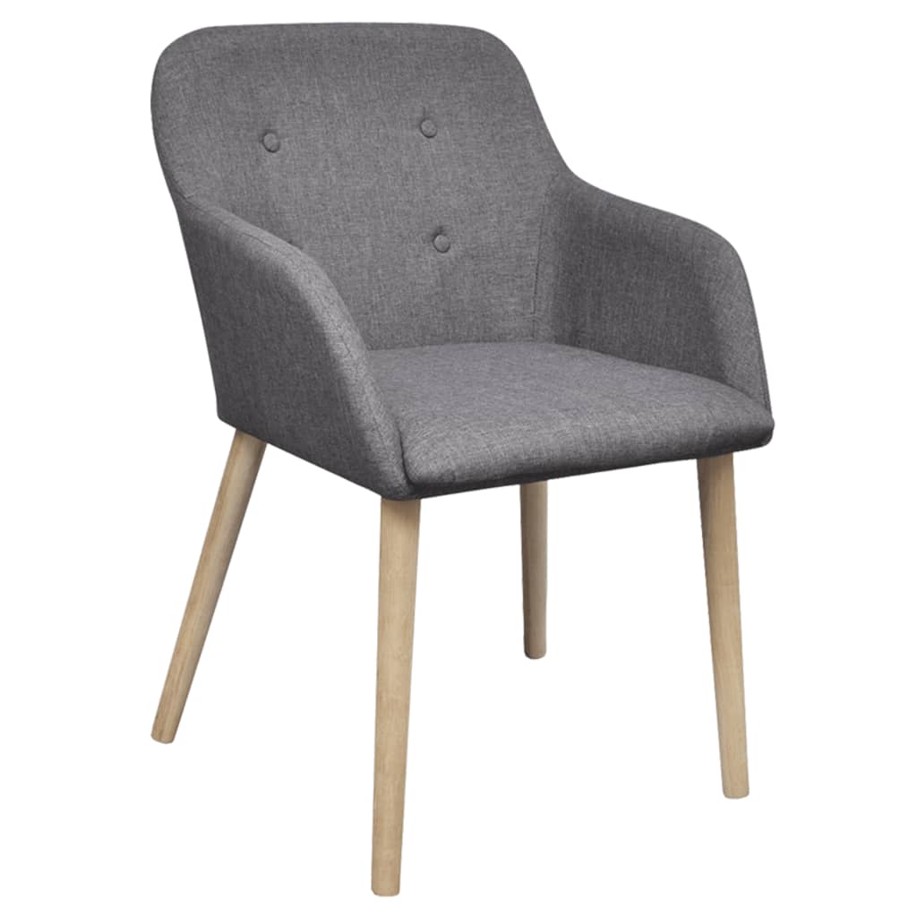 Dining Chairs Set of 4 Light Grey Fabric and Solid Oak Wood