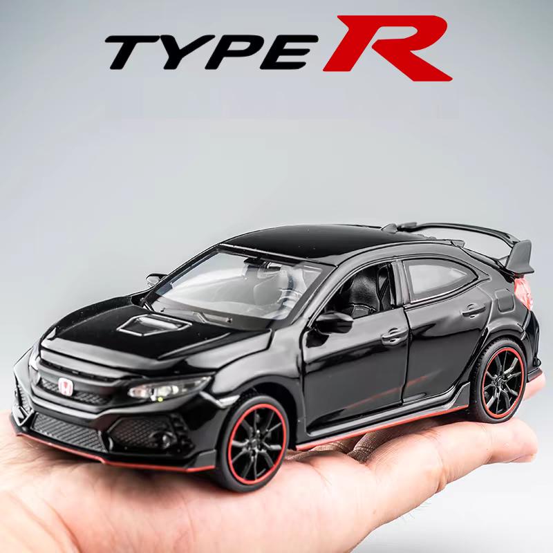 ჰონდა სამოქალაქო ტიპ რ JDM სიმულაცია Diecast და სათამაშო მანქანა ხმები და სინათლე უკან გაწევა 1:32 მეტალის მანქანის მოდელი საჩუქრად ბავშვებისთვის