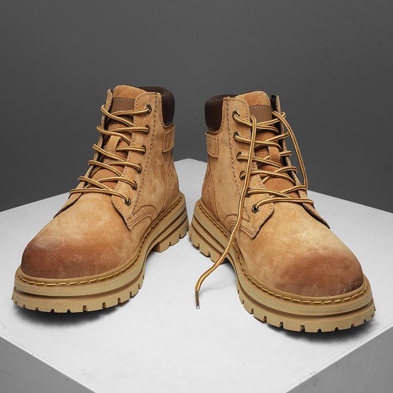 Leather Martin boots autumn high-top British casual leather boots non-slip and wear-resistant rhubarb boots