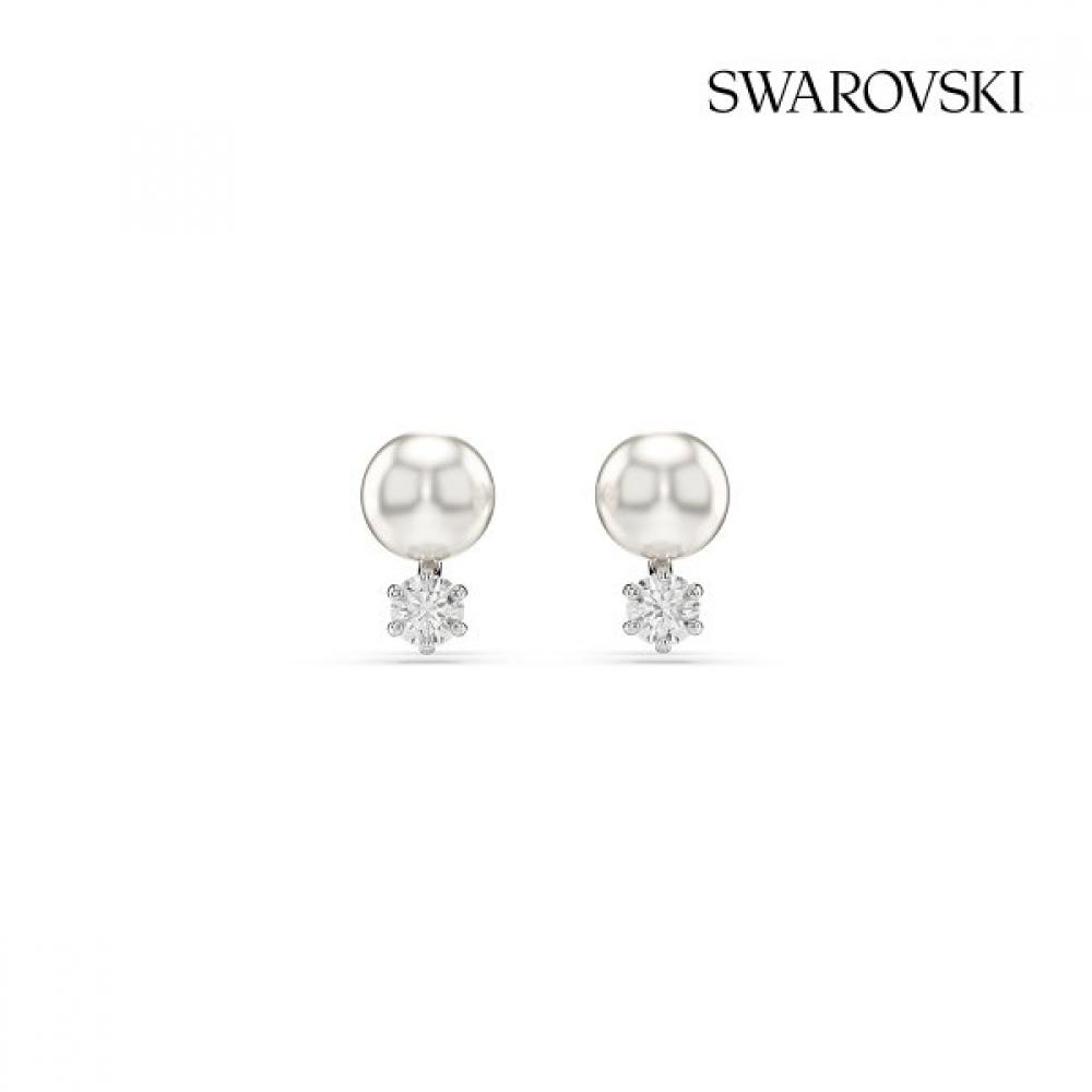 Swarovski Rhodium Crystal Pearl Stud Earrings 5694225