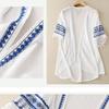 Women's Blouse Thin Chiffon Open Front Shirt Summer Ethnic Style Half Sleeved Embroidery Blouse Top Sunscreen Shirt
