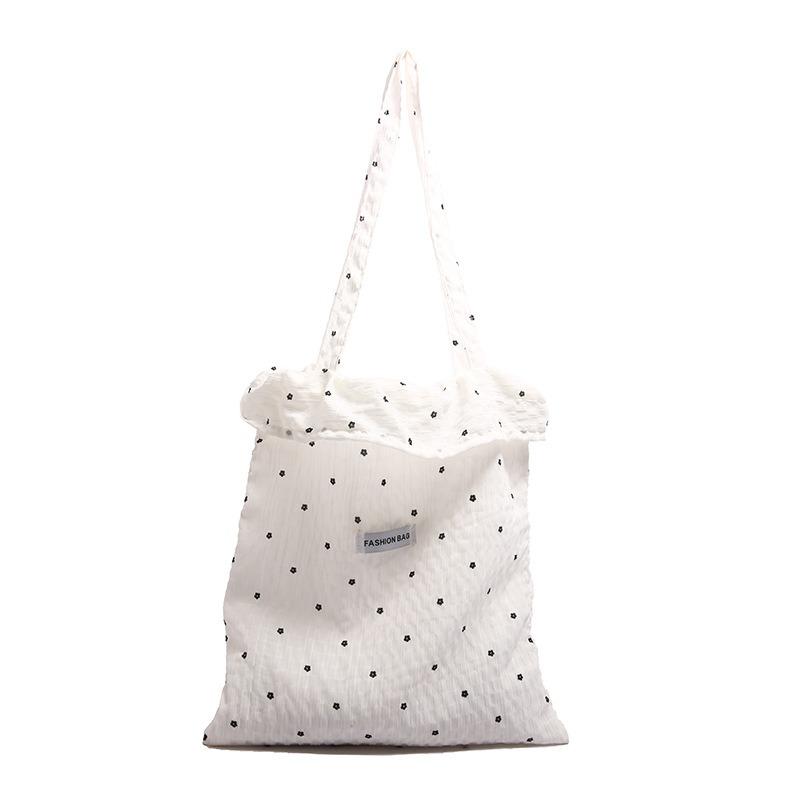 Folded Ruffle Edge Single Shoulder Armpit Bag Hand-held Cloth Bag Sweet Large Capacity Beautiful Tote Bag