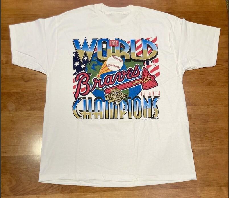 Vintage 1995 MLB World Series Atlanta Braves Tshirt Gift For Fans S
