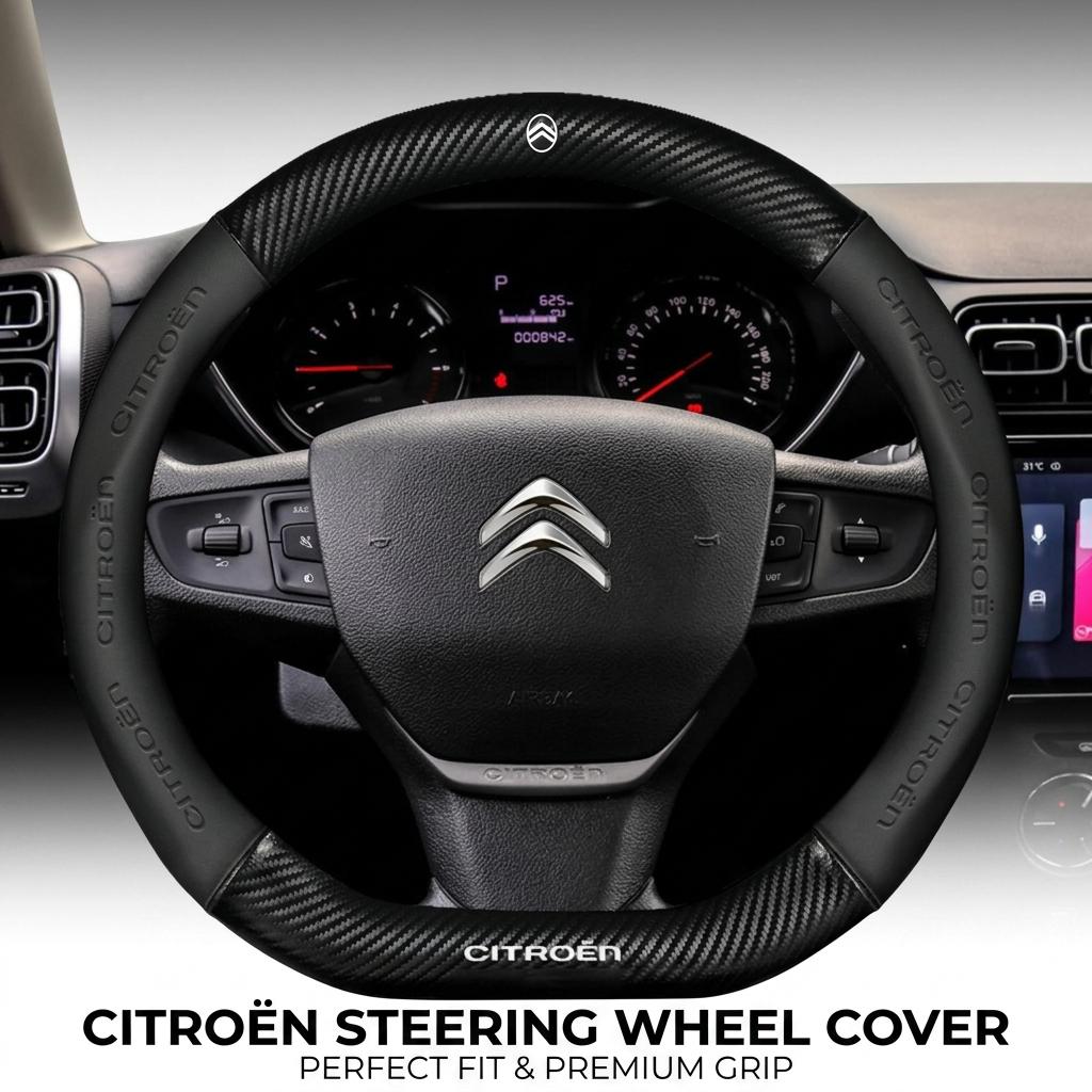 YJTHM1 For Citroen C2 C3 C5 Aircross VTS Xsara C-Crosser Berlingo Jumpy Carbon fiber Leather Car Steering Wheel Cover Auto Accessories