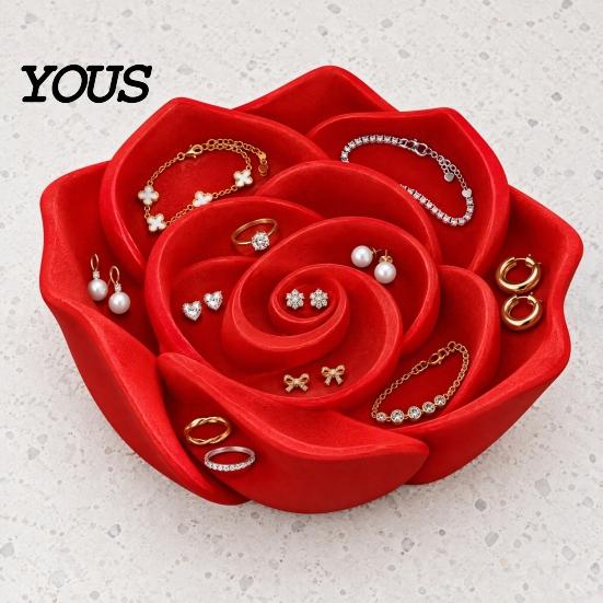 Handmade Style Jewelry Dish 3D Printed Rose Tray, Trinket Dish, Decorative Holder Creative Valentine Gift for Her Ring Earring Necklace,