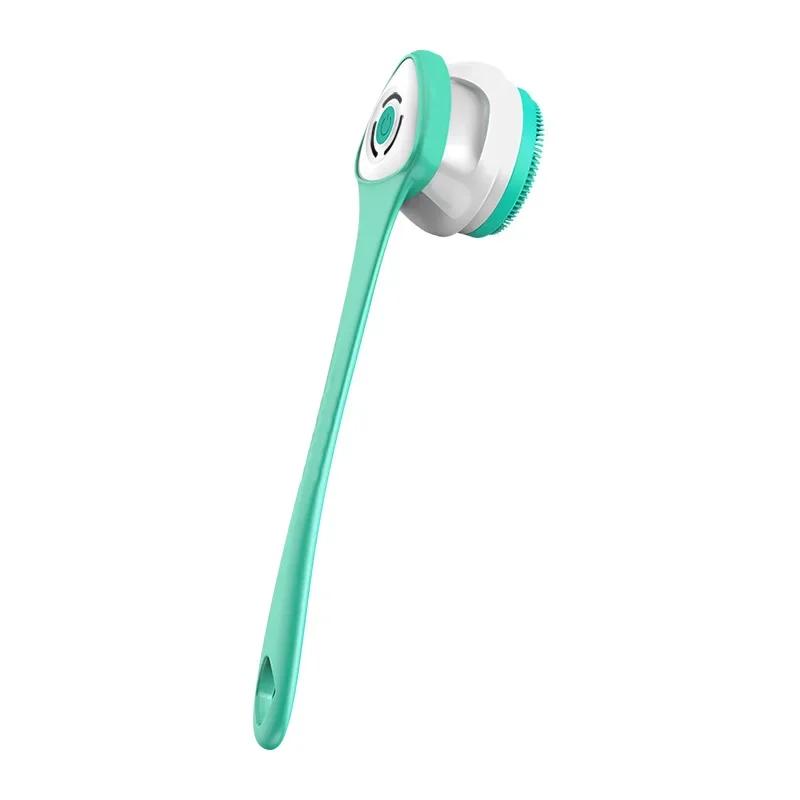 Rechargeable long handled silicone electric rotating shower brush,with 5 brush heads,used for deep cleaning,massage relaxation