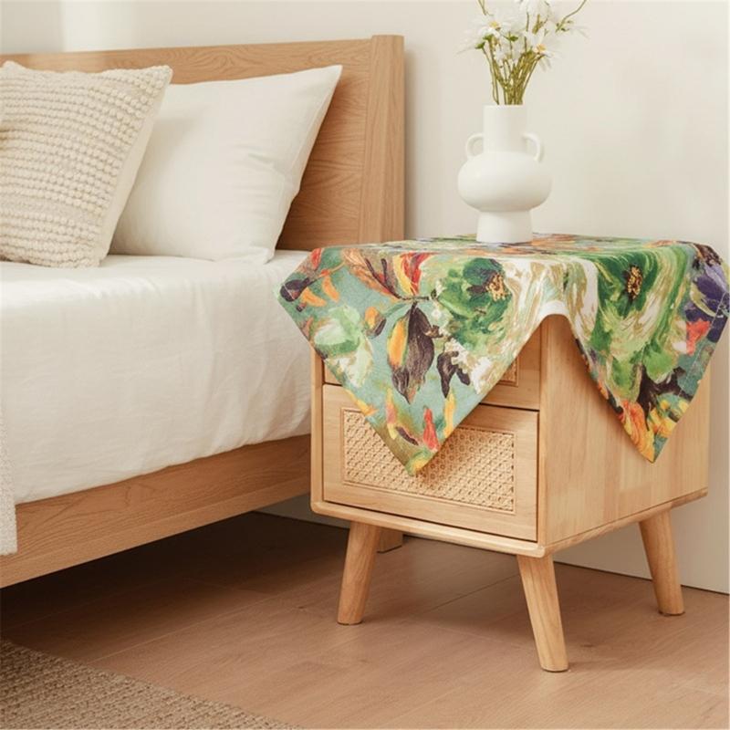 Stylish Florals Print Tablecloth Multipurpose Polyester Materials for Dining Party Home Decoration