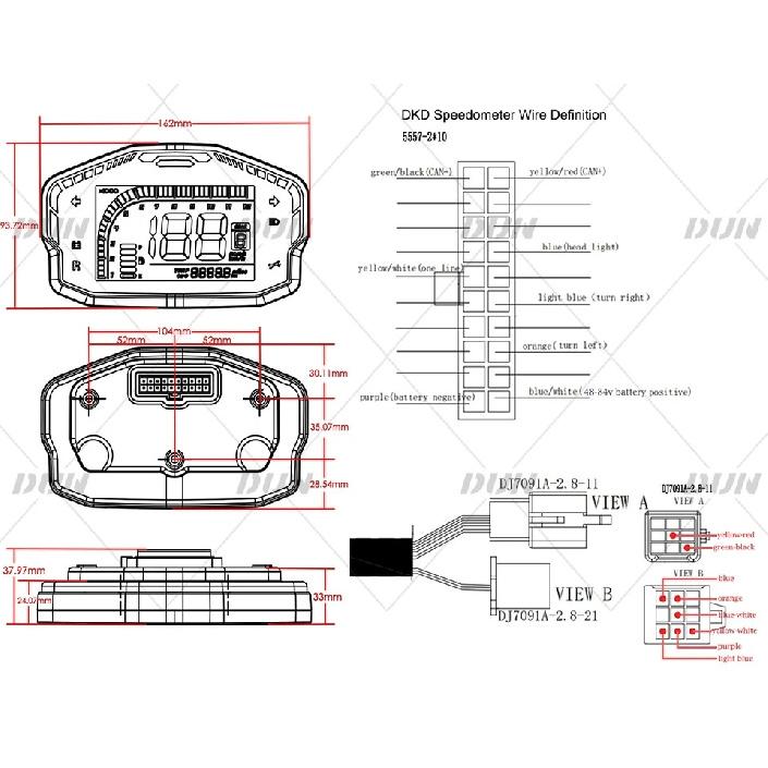 New DKD LCD Speedometer Display Adjustable ONE-LIN/CAN-BUS Communication For Votol Fardriver Controller