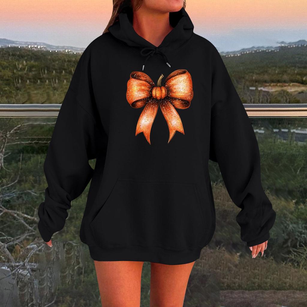 Women's Long-sleeved  Oversized Dropped Shoulder Sleeves Women's Hooded Halloween Print Plush Sweatshirt