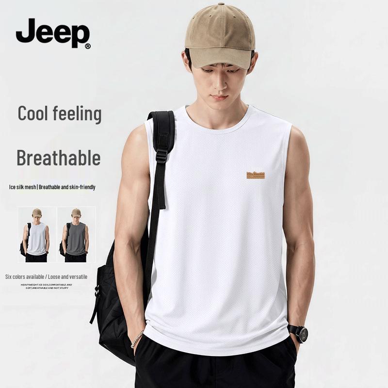 JEEP Men's Lightweight Ice Silk Sleeveless T-Shirt