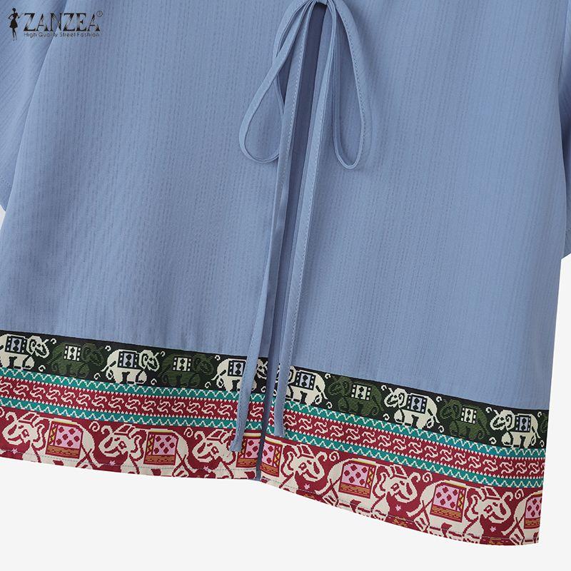 ZANZEA Womens Summer Casual V-Neck Short Sleeve Cardigan Blouse