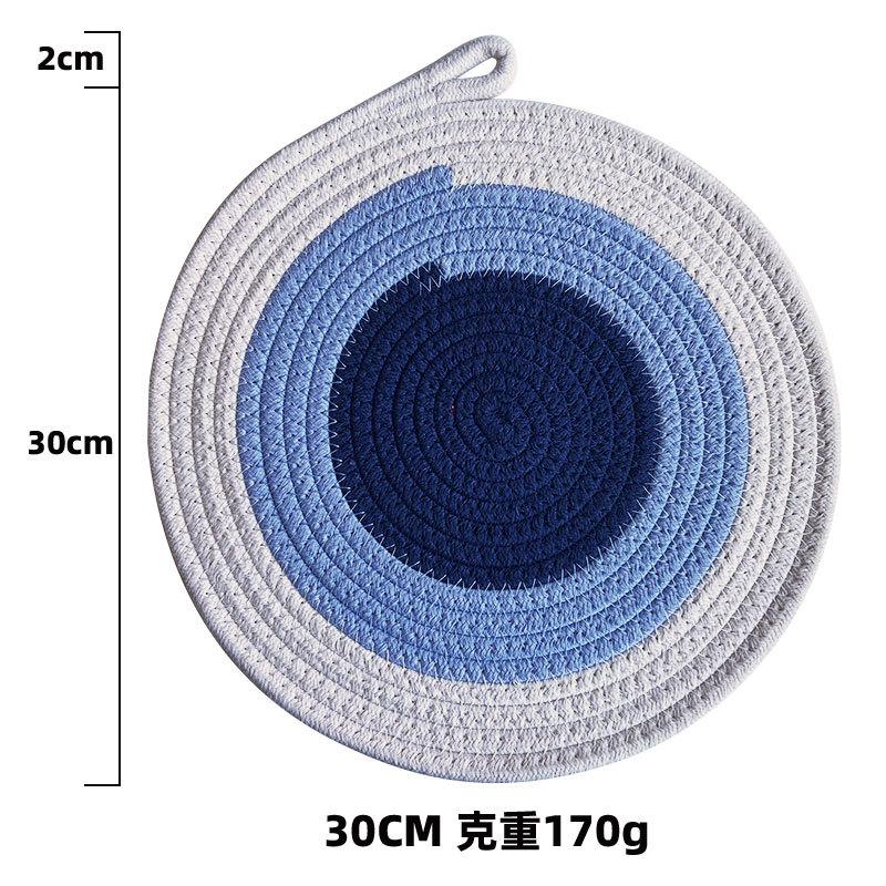 Contrasting cotton rope placemat pastoral thickened thermal insulation pad cotton and linen woven table mat household heat-resistant and anti-scalding