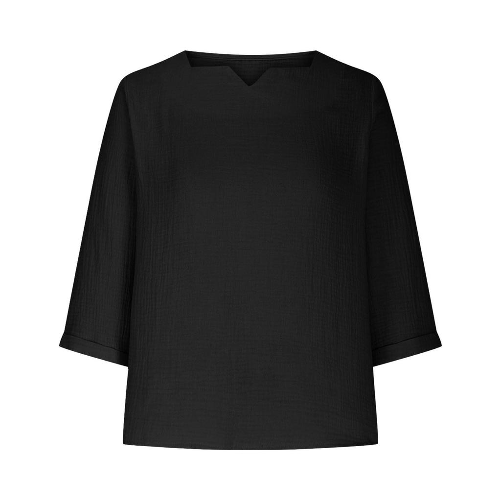 Dámské jednobarevné košile s výstřihem do V jsou módní a elegantní.