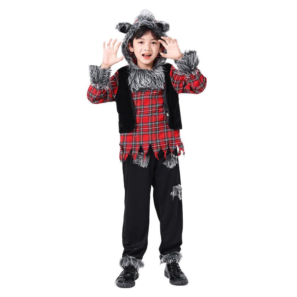 

Kids Werewolf Cosplay Costume Top Hoodie Pants Suit Children s Stage Performance Masquerade Boy Halloween Costume 140