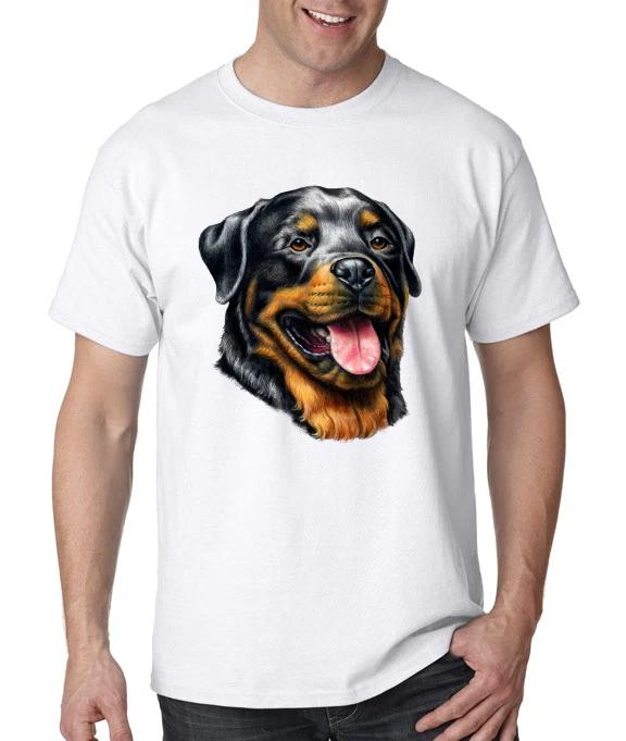 Белая футболка с изображением морды ротвейлера M