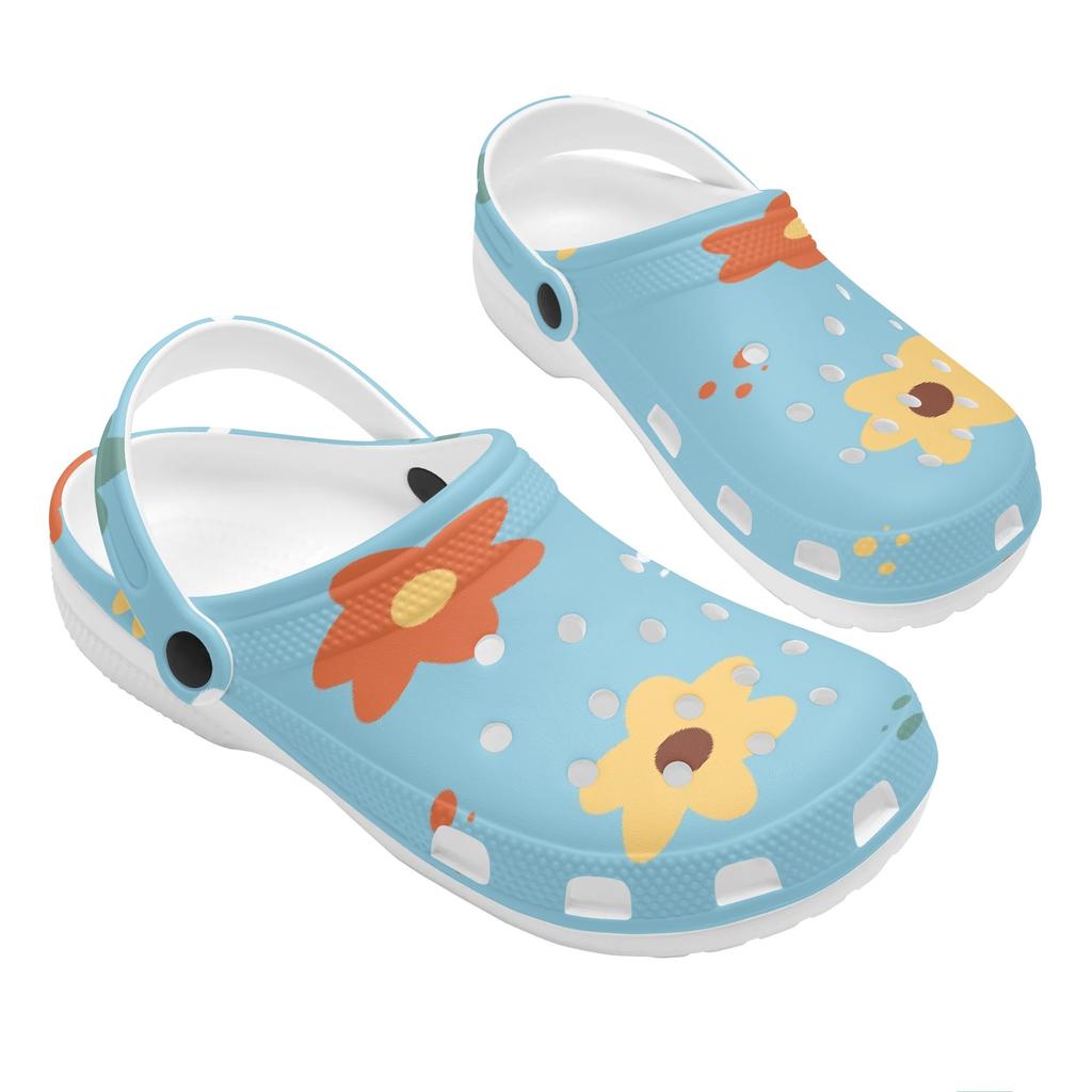 White Printed EVA Casual Clogs Men Women Soft Sole Breathable Lightweight Slip On Sandals Slippers Summer Daily Leisure Shoes