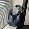 Vintage Denim Hobo Bag, Large Capacity, Zipper Decor, Adjustable Strap, 3-in-1 Shoulder Crossbody Backpack For Women