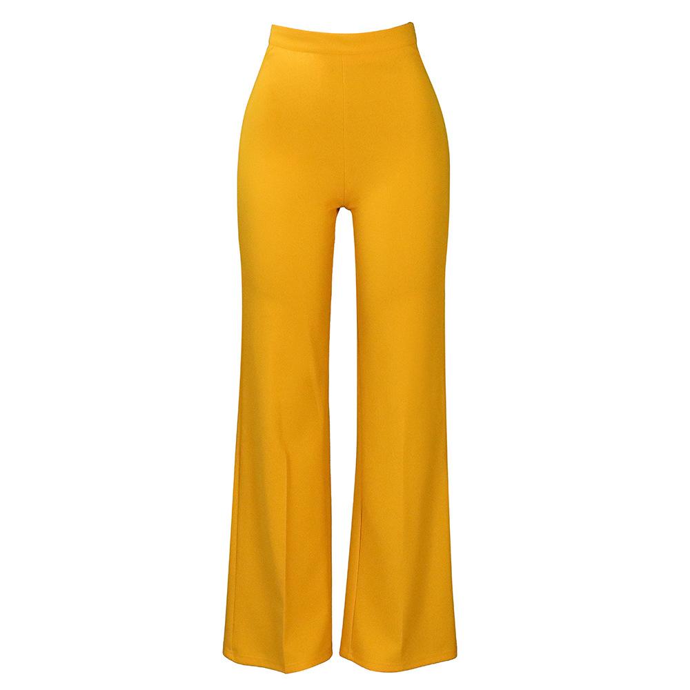 Women's Fashion Casual Solid Color Print High Waist Trousers Pants & Capris