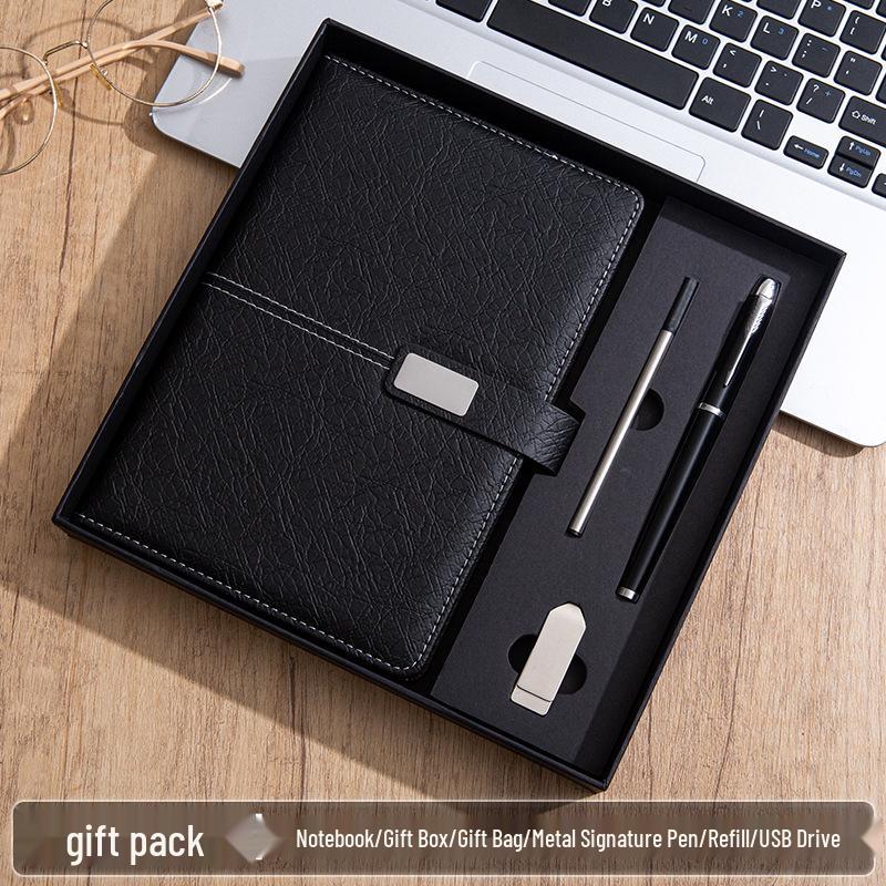 High-End A5 Business Notebook Gift Set: Customizable Logo, Thick Notepad for Meetings and Learning