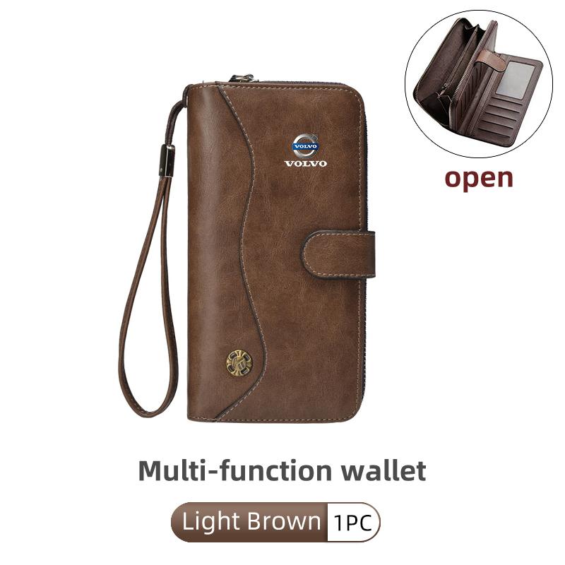 Auto Leather Money Organizer Car Logo Men Wallet Card Holder Tools For Volvo S60 S90 T6 V40 V50 V60 V70 V90 XC40 XC60 XC70 XC90 OE8