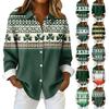 Dames Blouse Kerst Print Knoop Lange Mouw Casual Basic Shirt Kraag Regular Top