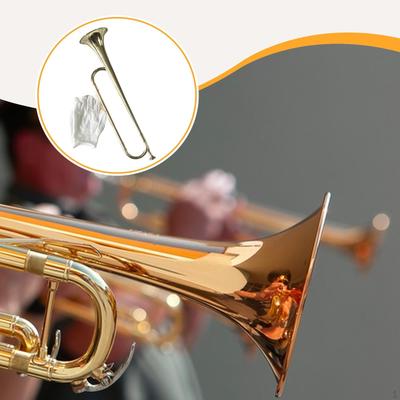 Bugle Trompete Gold Professionelles Blechblasinstrument mit Handschuhen für Partys Schulband
