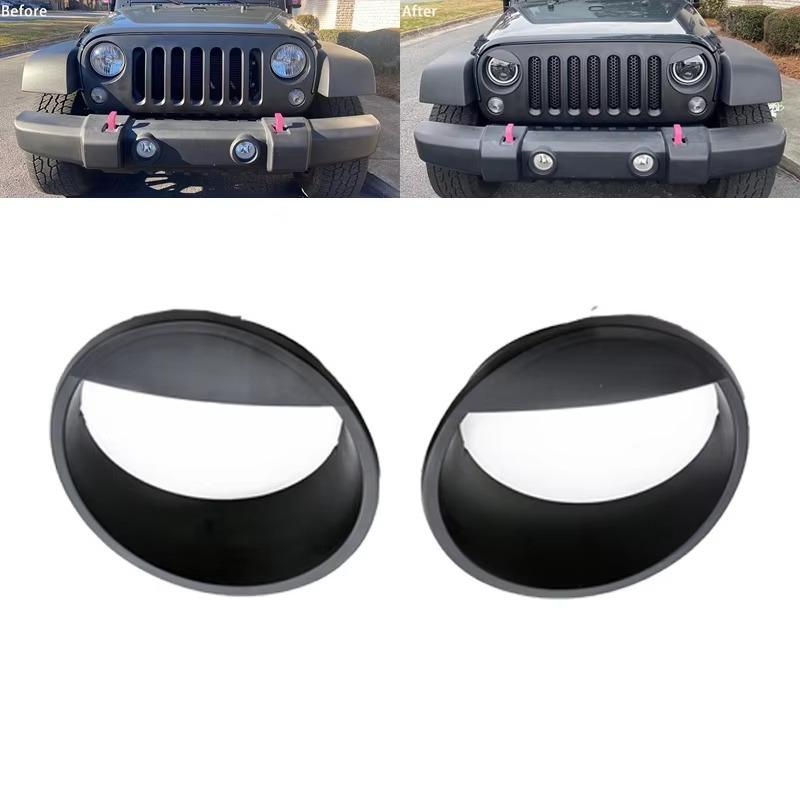 Car Front Headlight Trim Cover ABS Head Lights Lamps Frame Decorative Ring Trim for Jeep Wrangler JK 2007-2017