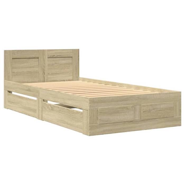 VidaXL Cadre de lit avec tête de lit chêne sonoma 100x200 cm, meuble de chambre à coucher, lit simple, sommier, lit, cadre 3295578