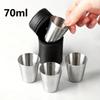 Stainless Steel Cups, 30/70ml Small Wine Pot Cups, Zipper Leather Cases, Stainless Steel Wine Glasses, Small Stainless Steel Cup