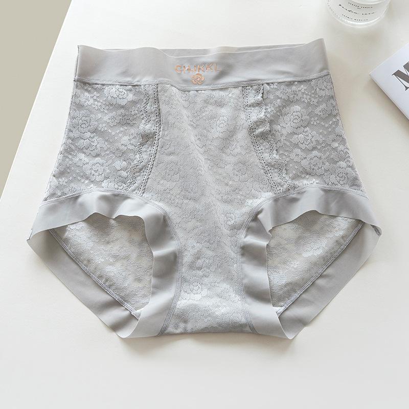 Big Size Female Summer Thin Sexy Lace Mulberry Silk Extension Crotch Without Mark in High Waist Triangle Briefs