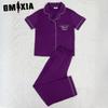 GMXIA Pajamas Women's Models Spring and Summer Short-sleeved Trousers Homewear Two-piece Set